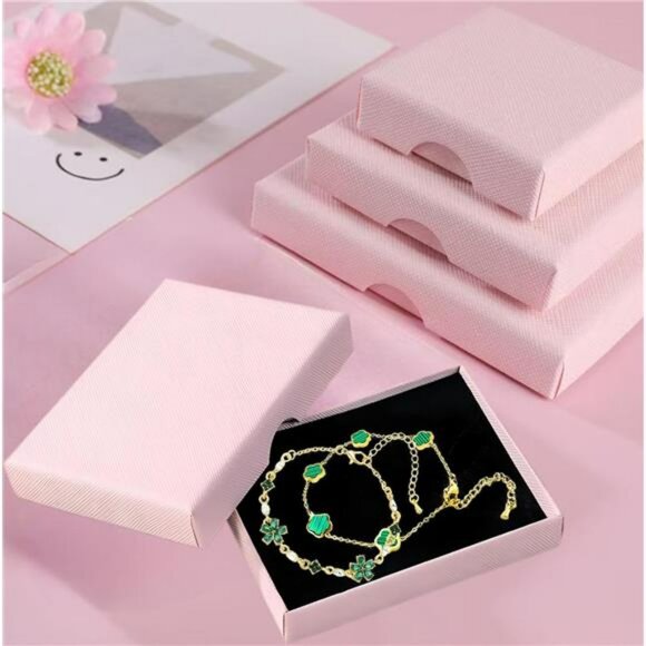 Gold clover bracelet set lucky charm stackable rhinestone adjustable jewelry gif - Picture 4 of 8